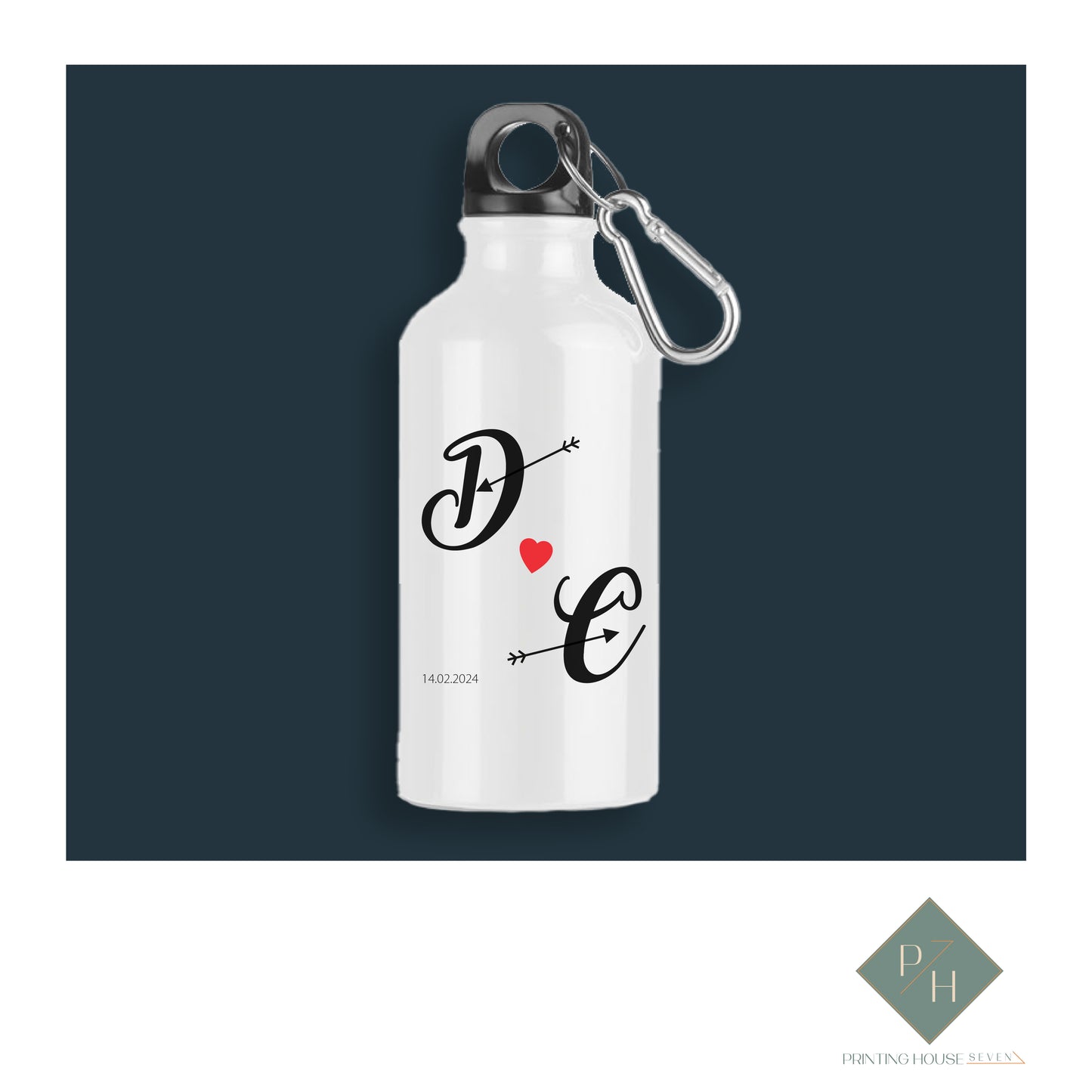 A True Love Story Never Ends - Bottle With Carabiner With Your Initials