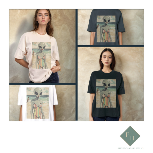 Извънземно на Плаж - Oversized Тениска