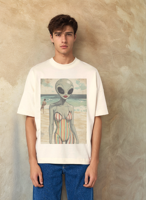Извънземно на Плаж - Oversized Тениска