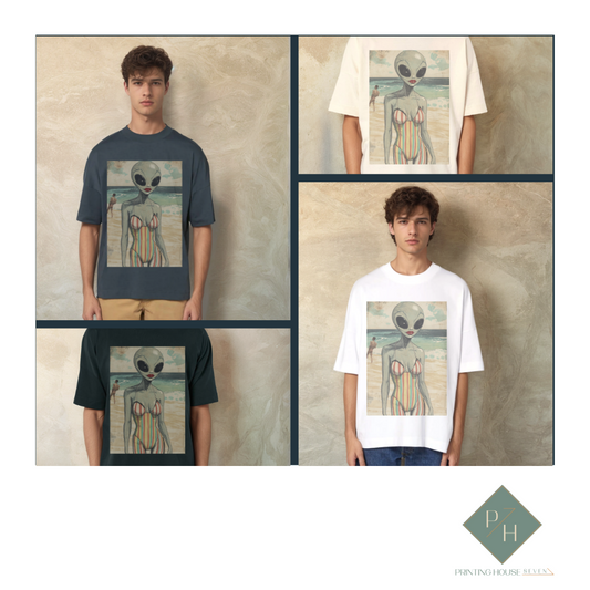 Извънземно на Плаж - Oversized Тениска