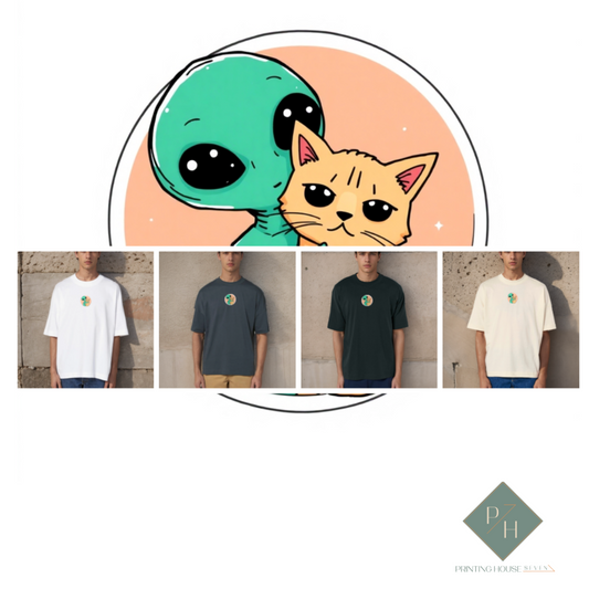 Извънземно И Коте - Oversized Тениска