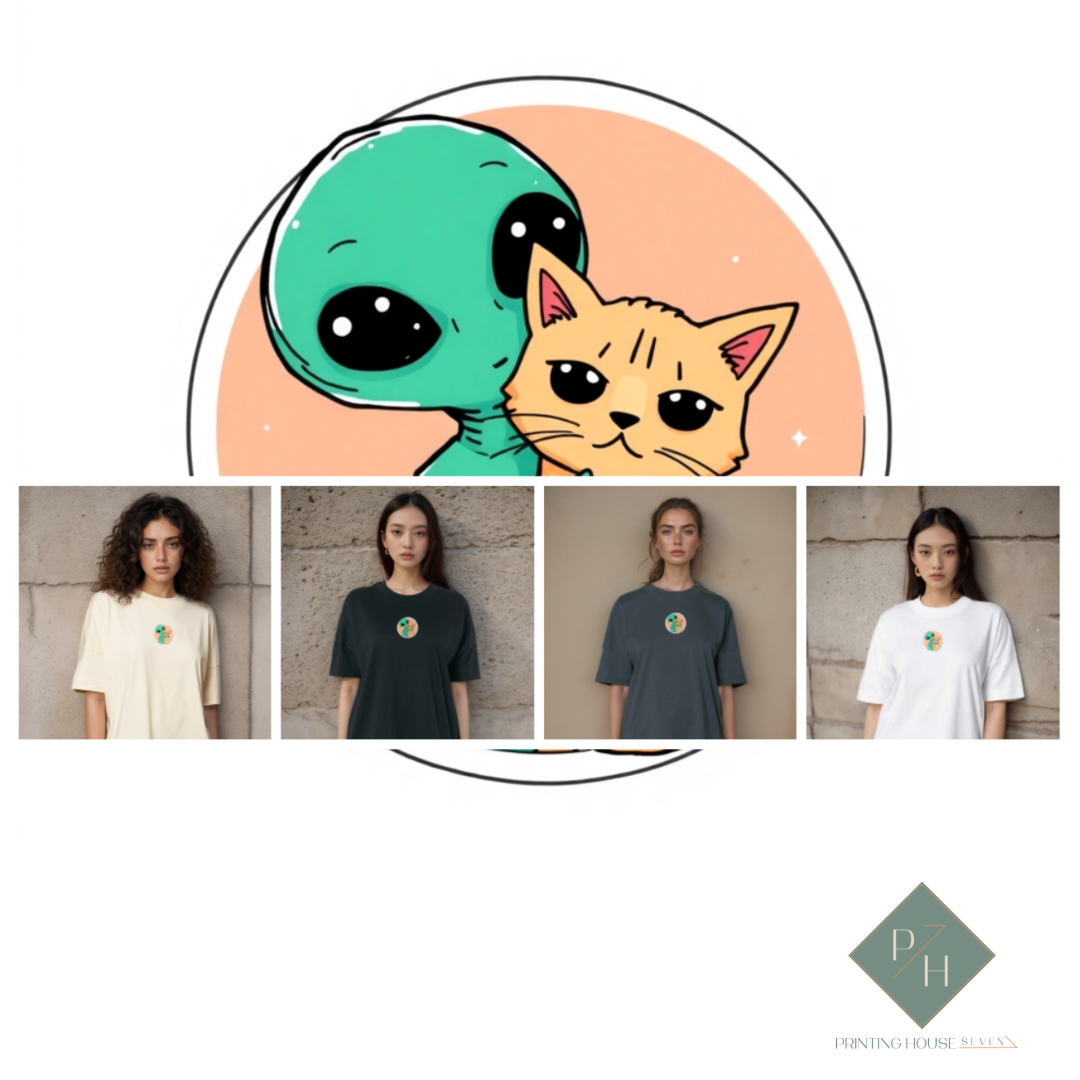 Извънземно И Коте - Oversized Тениска