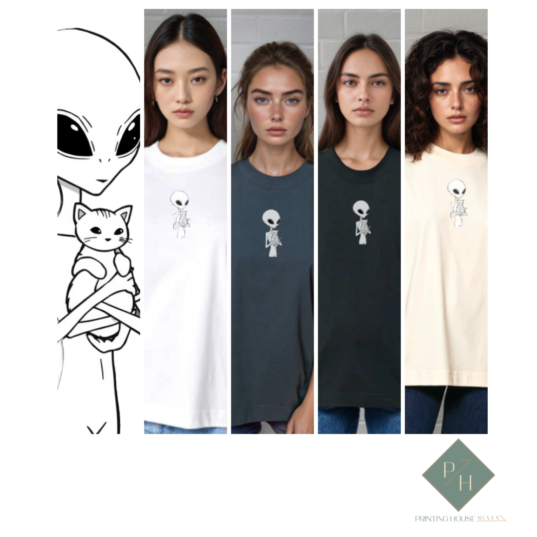 Извънземно И Коте - Oversized Тениска