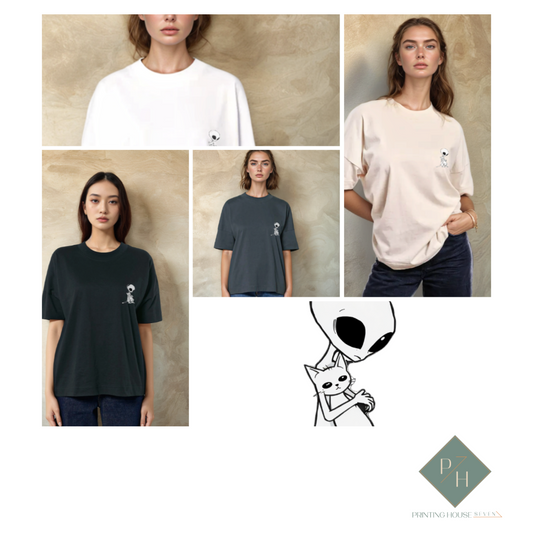 Извънземно И Коте - Oversized Тениска